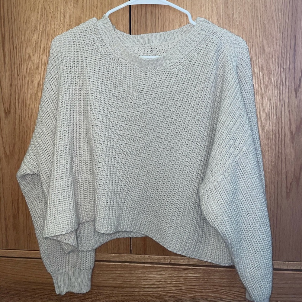 Drop Shoulder Crop Knit Sweater